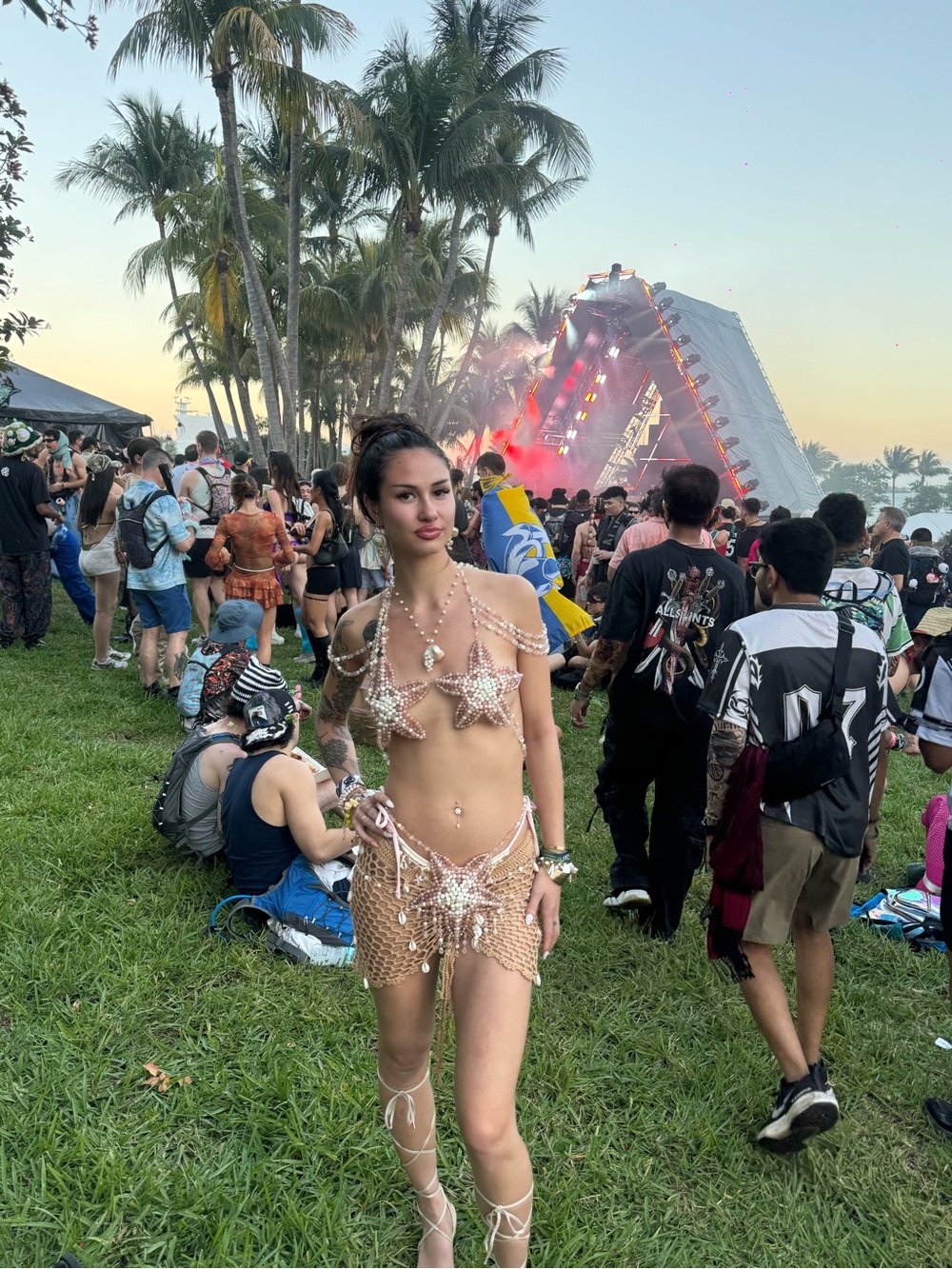 Beaded Starfish Bikini Set in Champagne - Brand Unspecified